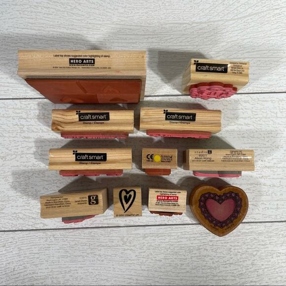 Wood and Rubber Stamp Valentine’s Theme 11 piece set - Picture 14 of 15